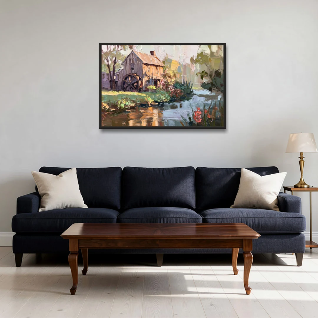 Rochester Flour Mill History - Black Framed Canvas Wall Art - Sofa - 36x24