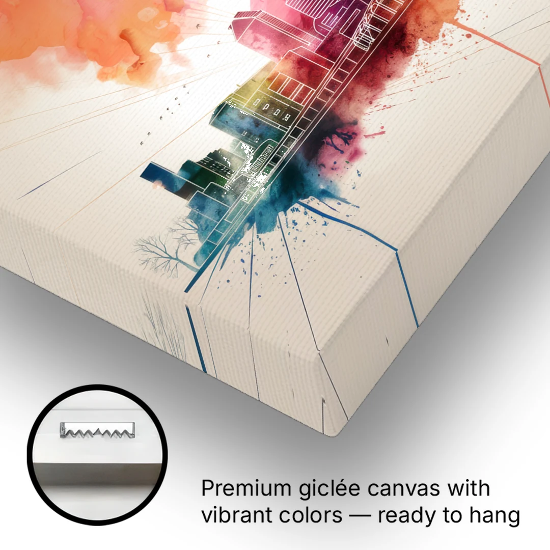 Rochester Skyline At Sunset - Canvas Wall Art - Gallery Wrap Corner