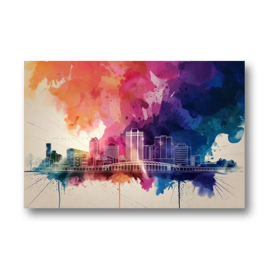 Rochester Skyline At Sunset - Canvas Wall Art - Front