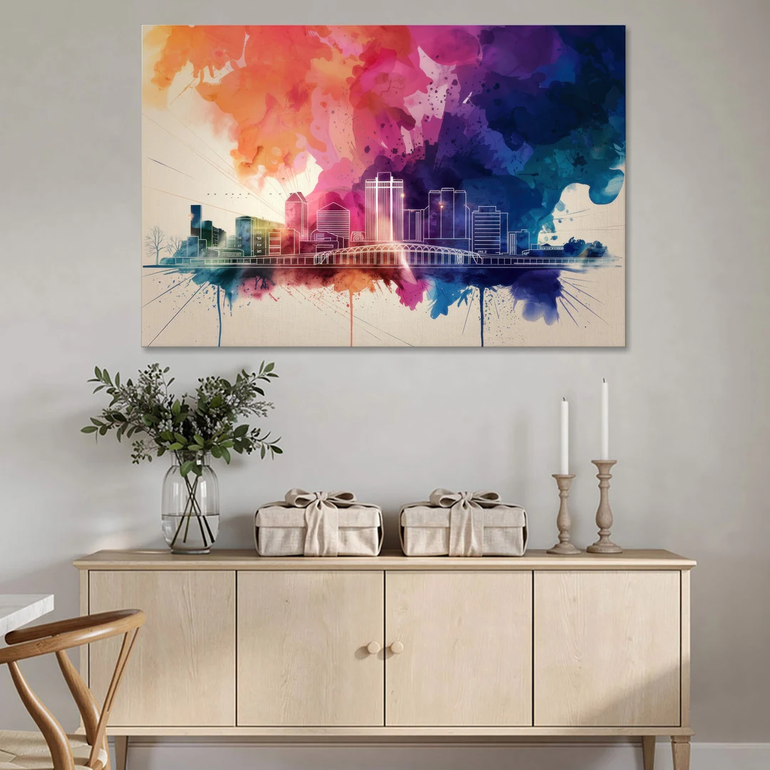 Rochester Skyline At Sunset - Canvas Wall Art - Coffee Table - 60x40