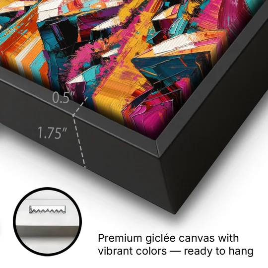 Expressive Rocky Mountain Tundra Storm - Black Framed Canvas Wall Art - Gallery Wrap Corner