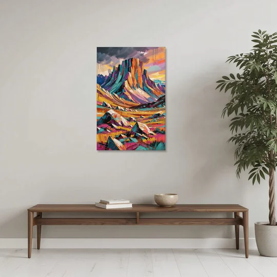 Expressive Rocky Mountain Tundra Storm - Canvas Wall Art - Coffee Table - 24x36