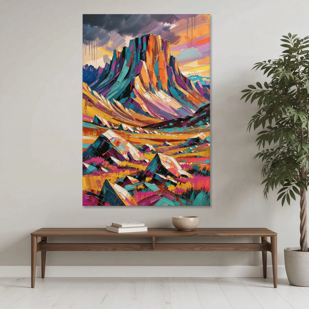 Expressive Rocky Mountain Tundra Storm - Canvas Wall Art - Coffee Table - 40x60