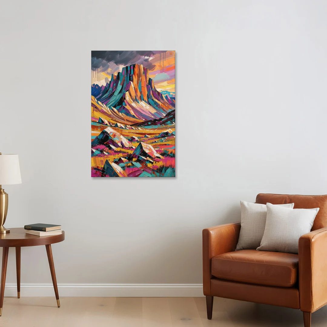 Expressive Rocky Mountain Tundra Storm - Canvas Wall Art - Sofa - 24x36