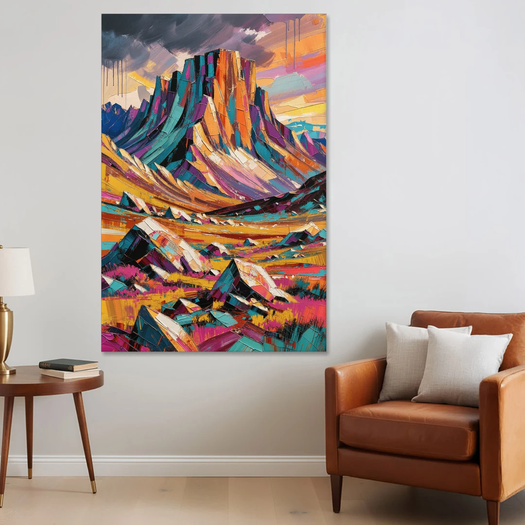 Expressive Rocky Mountain Tundra Storm - Canvas Wall Art - Sofa - 40x60