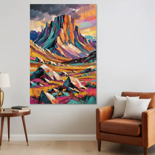 Expressive Rocky Mountain Tundra Storm - Canvas Wall Art - Sofa - 40x60