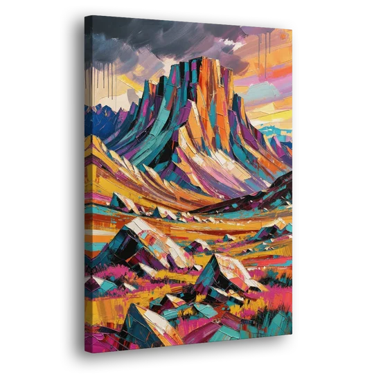 Expressive Rocky Mountain Tundra Storm - Canvas Wall Art - Side