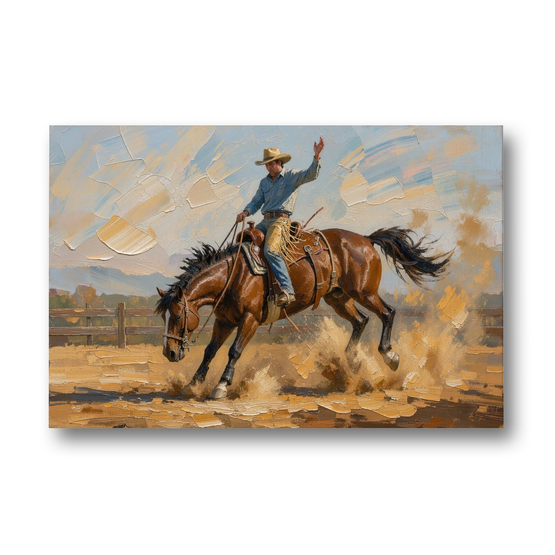 Rodeo Wall Art of the Bucking Bronco - Canvas Wall Art - Front