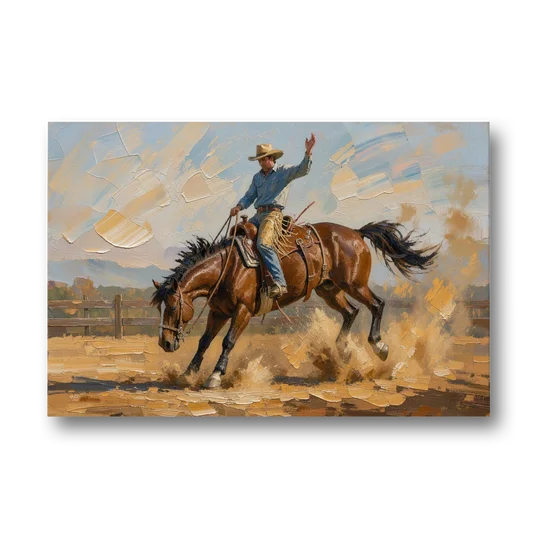 Rodeo Wall Art of the Bucking Bronco - Canvas Wall Art - Front