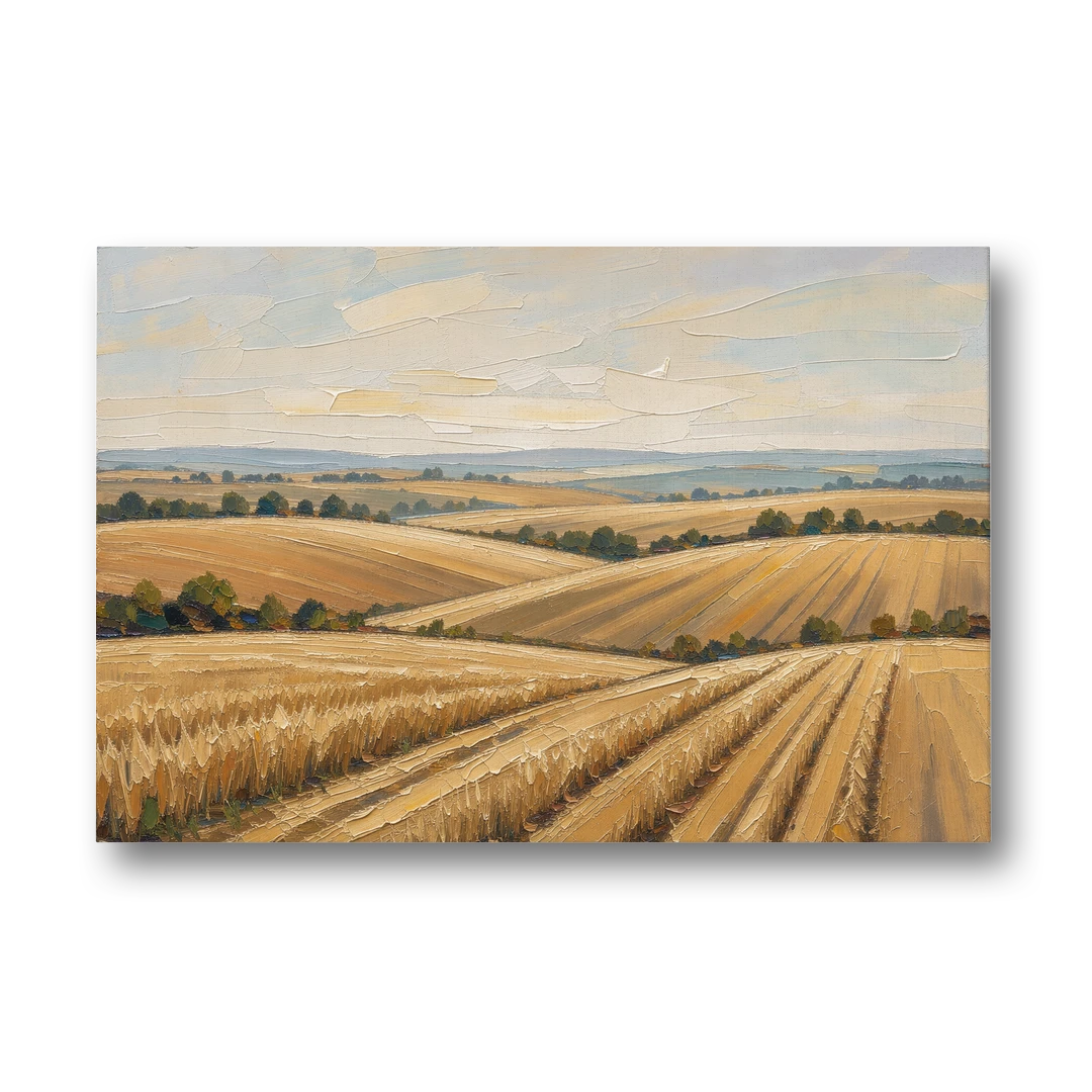 Rolling Hills Landscape Painting in Harvest Gold - Canvas Wall Art - Front