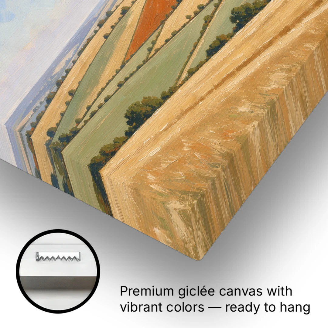 Rolling Hills Painting of Golden Hay and Sage - Canvas Wall Art - Gallery Wrap Corner