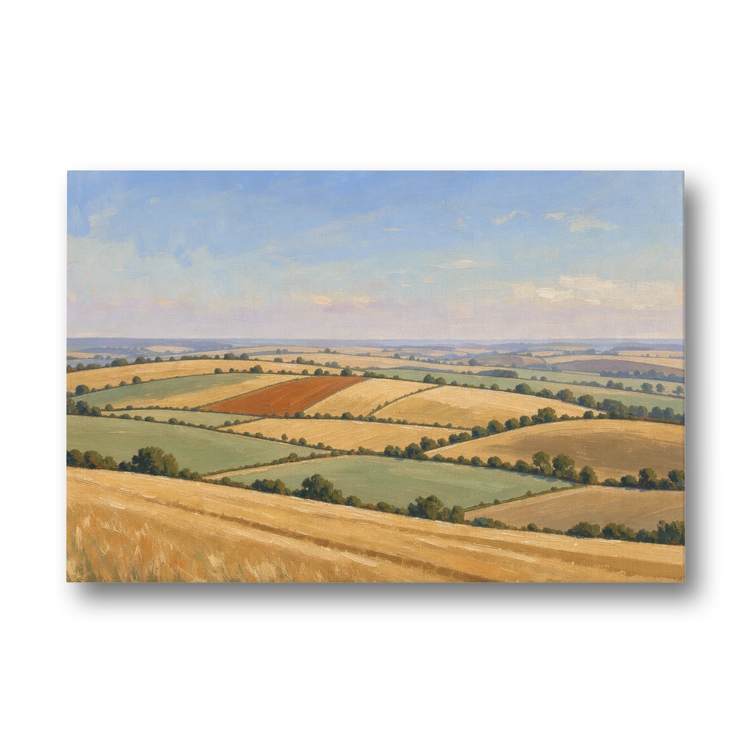 Rolling Hills Painting of Golden Hay and Sage - Canvas Wall Art - Front