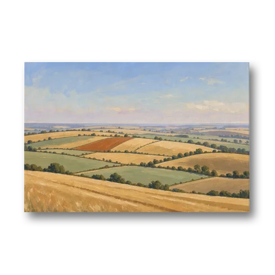 Rolling Hills Painting of Golden Hay and Sage - Canvas Wall Art - Front