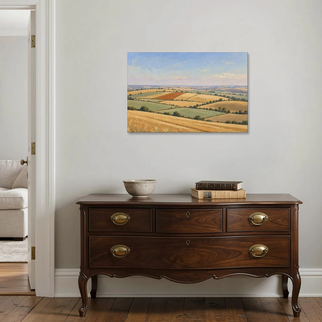Rolling Hills Painting of Golden Hay and Sage - Canvas Wall Art - Coffee Table - 36x24