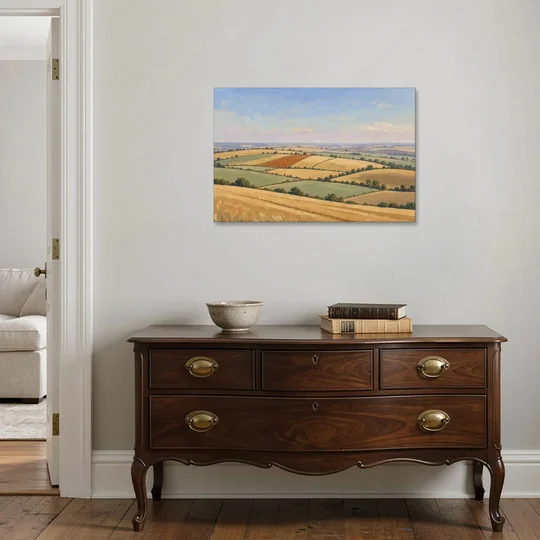 Rolling Hills Painting of Golden Hay and Sage - Canvas Wall Art - Coffee Table - 36x24