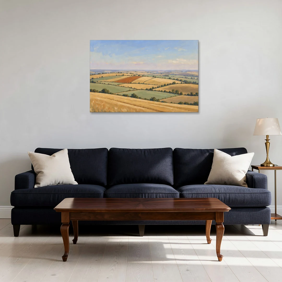 Rolling Hills Painting of Golden Hay and Sage - Canvas Wall Art - Sofa - 36x24