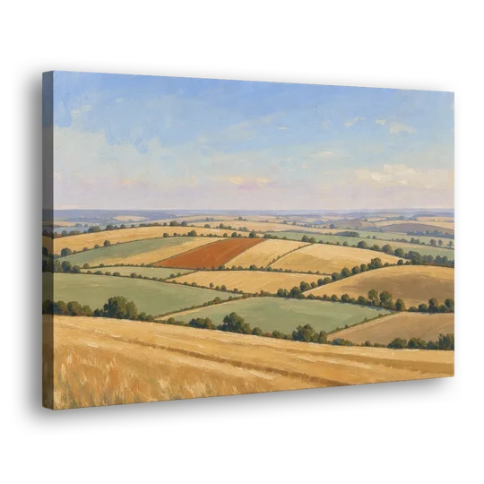 Rolling Hills Painting of Golden Hay and Sage - Canvas Wall Art - Side