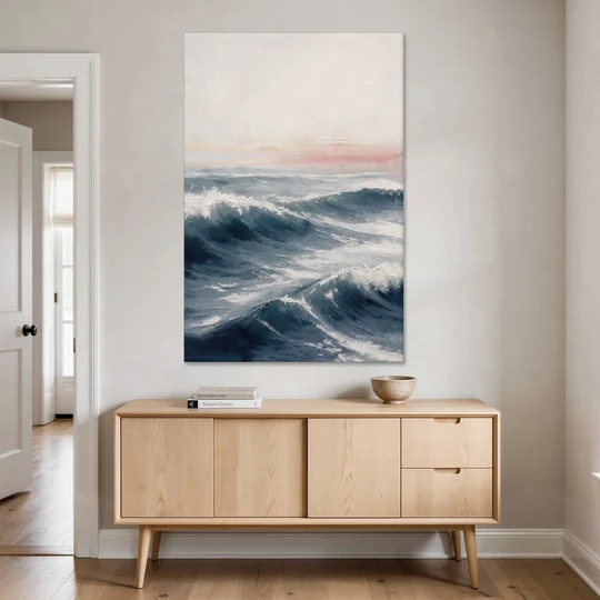 Rolling Navy Swells Under a Chalk Sky - Canvas Wall Art - Coffee Table - 40x60