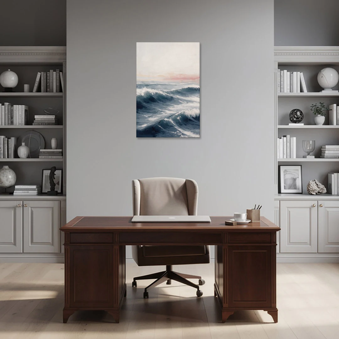 Rolling Navy Swells Under a Chalk Sky - Canvas Wall Art - Office - 24x36