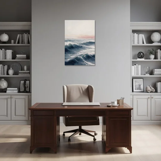 Rolling Navy Swells Under a Chalk Sky - Canvas Wall Art - Office - 24x36