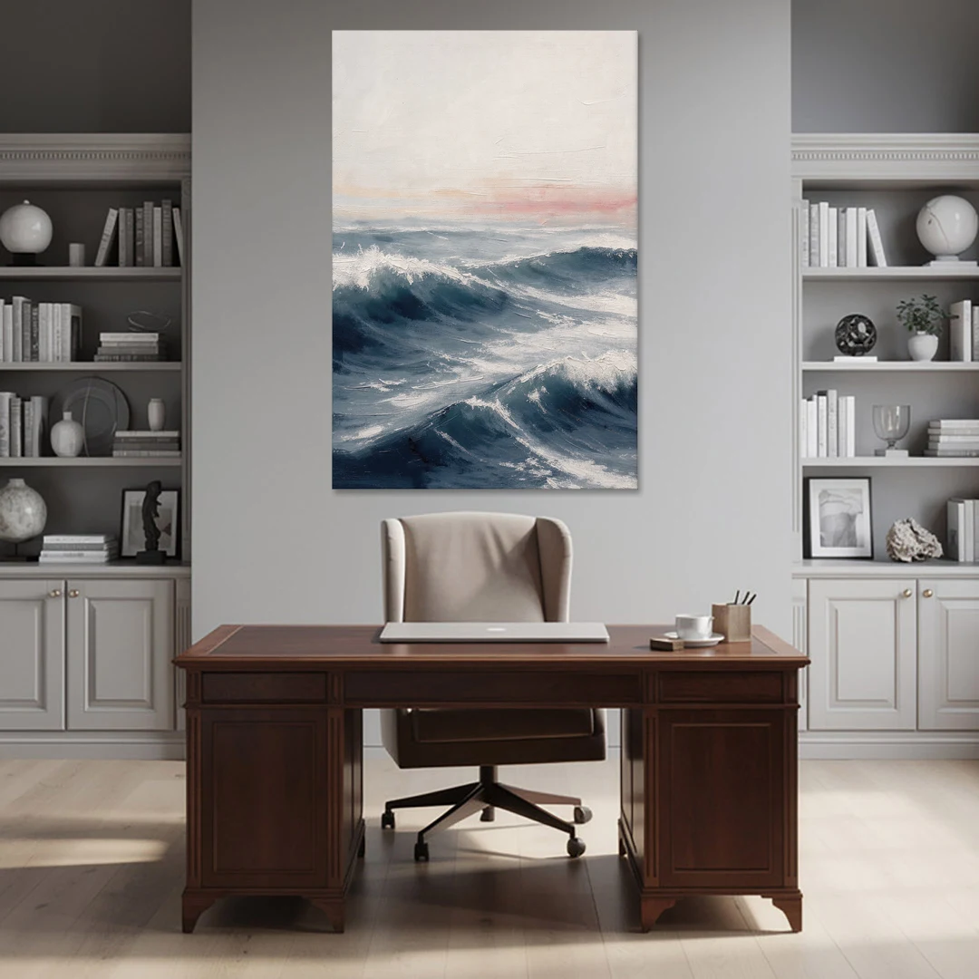 Rolling Navy Swells Under a Chalk Sky - Canvas Wall Art - Office - 40x60