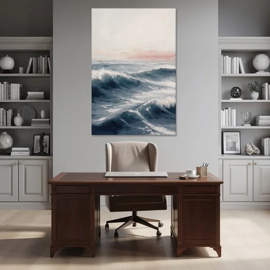 Rolling Navy Swells Under a Chalk Sky - Canvas Wall Art - Office - 40x60