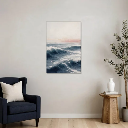 Rolling Navy Swells Under a Chalk Sky - Canvas Wall Art - Sofa - 24x36