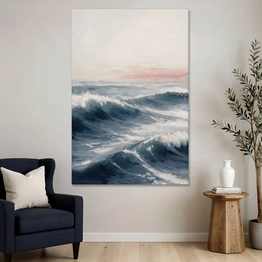 Rolling Navy Swells Under a Chalk Sky - Canvas Wall Art - Sofa - 40x60