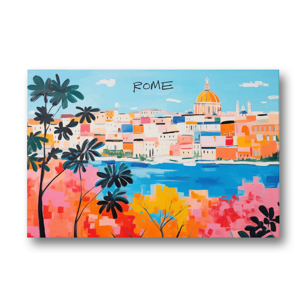 Rome Art of a Golden Dome Skyline - Canvas Wall Art - Front