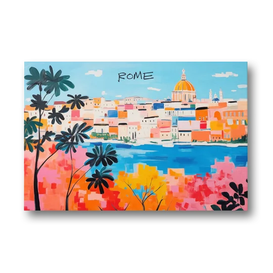 Rome Art of a Golden Dome Skyline - Canvas Wall Art - Front