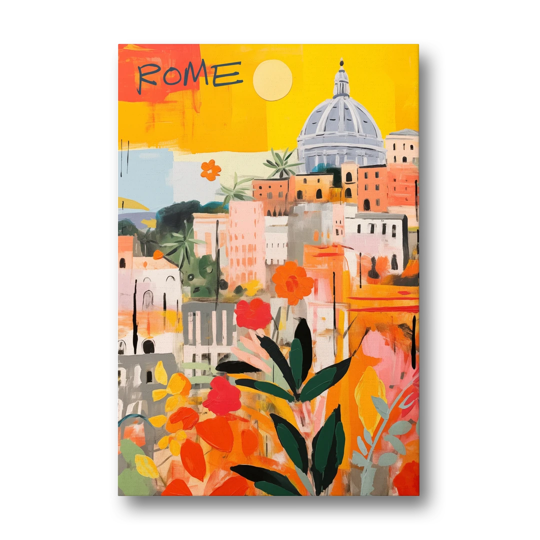 Rome Painting Under a Yellow Sun - Canvas Wall Art - Front