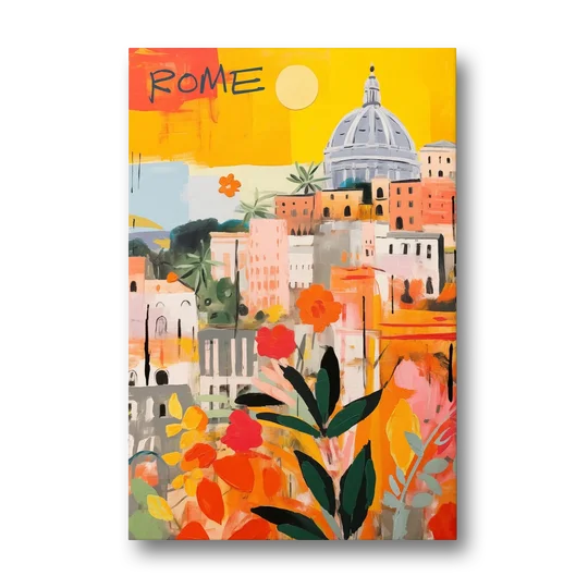 Rome Painting Under a Yellow Sun - Canvas Wall Art - Front
