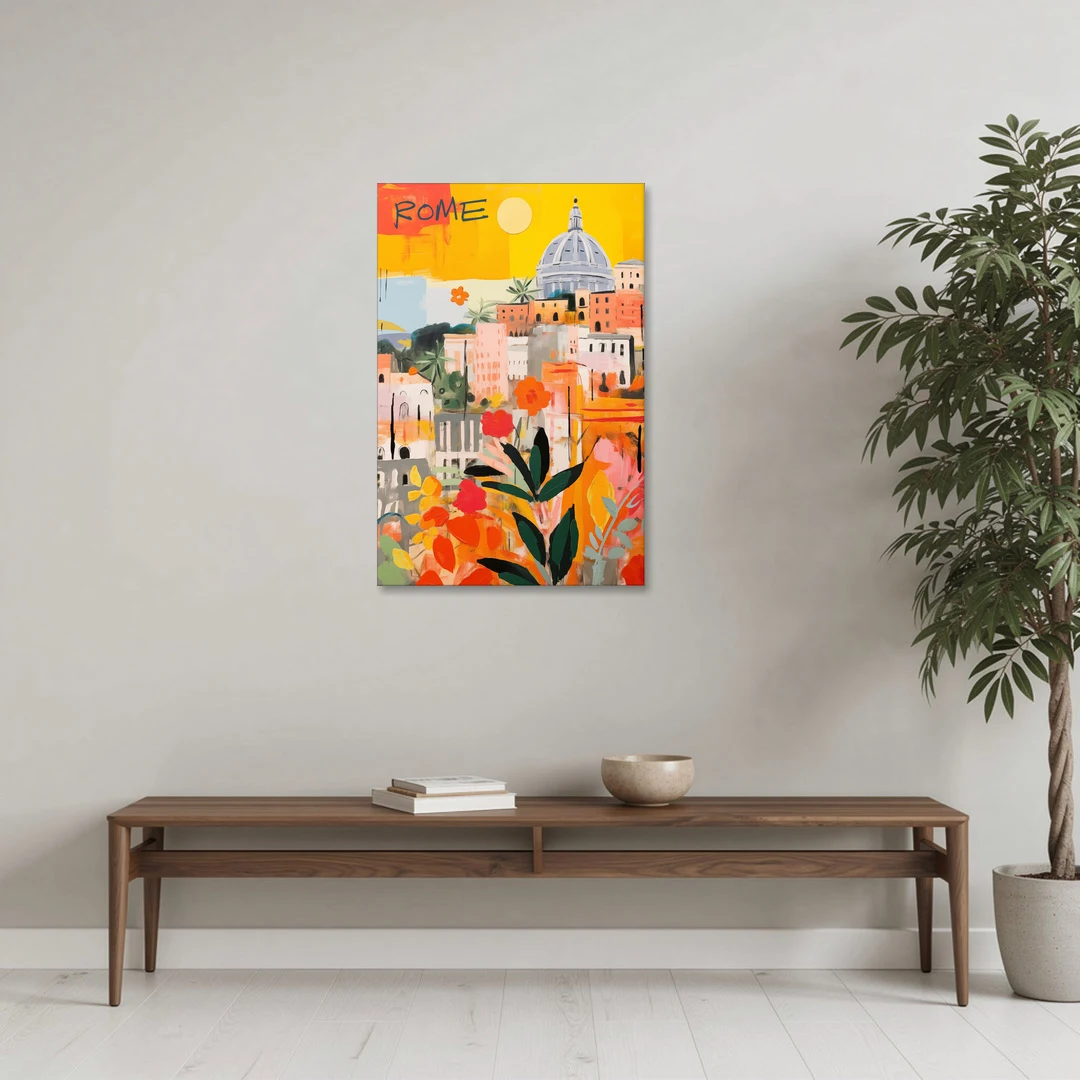 Rome Painting Under a Yellow Sun - Canvas Wall Art - Coffee Table - 24x36