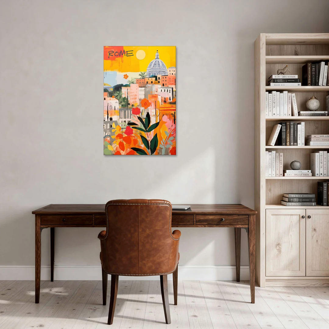 Rome Painting Under a Yellow Sun - Canvas Wall Art - Office - 24x36