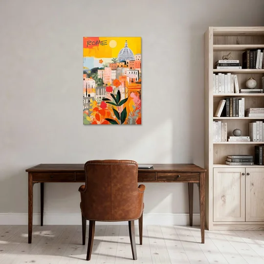 Rome Painting Under a Yellow Sun - Canvas Wall Art - Office - 24x36