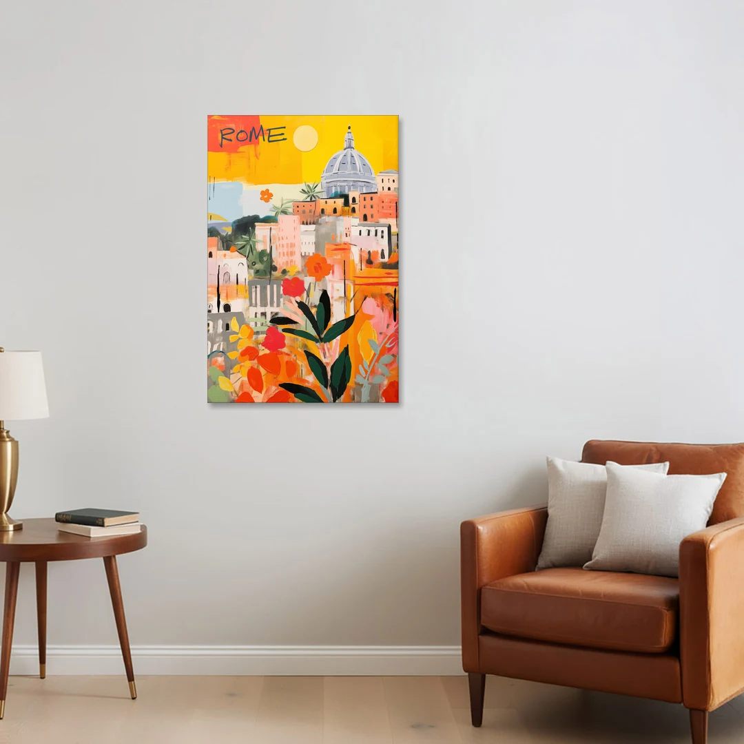 Rome Painting Under a Yellow Sun - Canvas Wall Art - Sofa - 24x36