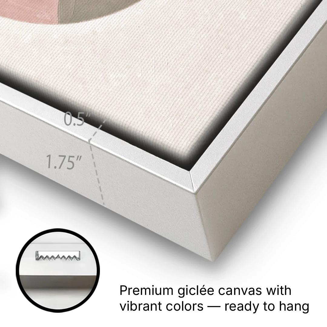 Round Window Landscape with Low Rust Sun - White Framed Canvas Wall Art - Gallery Wrap Corner