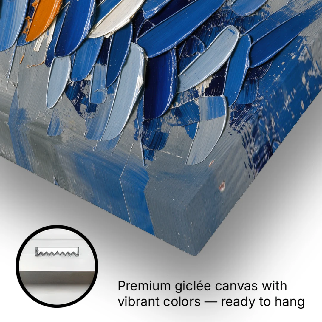 Royal Blue Abstract Painting of Stacked Knife Strokes - Canvas Wall Art - Gallery Wrap Corner