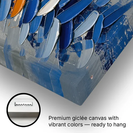 Royal Blue Abstract Painting of Stacked Knife Strokes - Canvas Wall Art - Gallery Wrap Corner