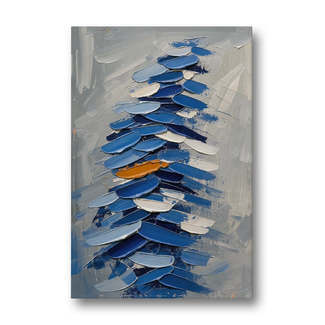 Royal Blue Abstract Painting of Stacked Knife Strokes - Canvas Wall Art - Front