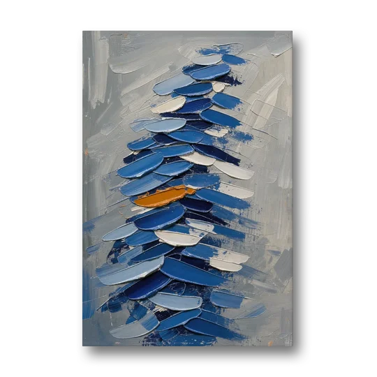 Royal Blue Abstract Painting of Stacked Knife Strokes - Canvas Wall Art - Front
