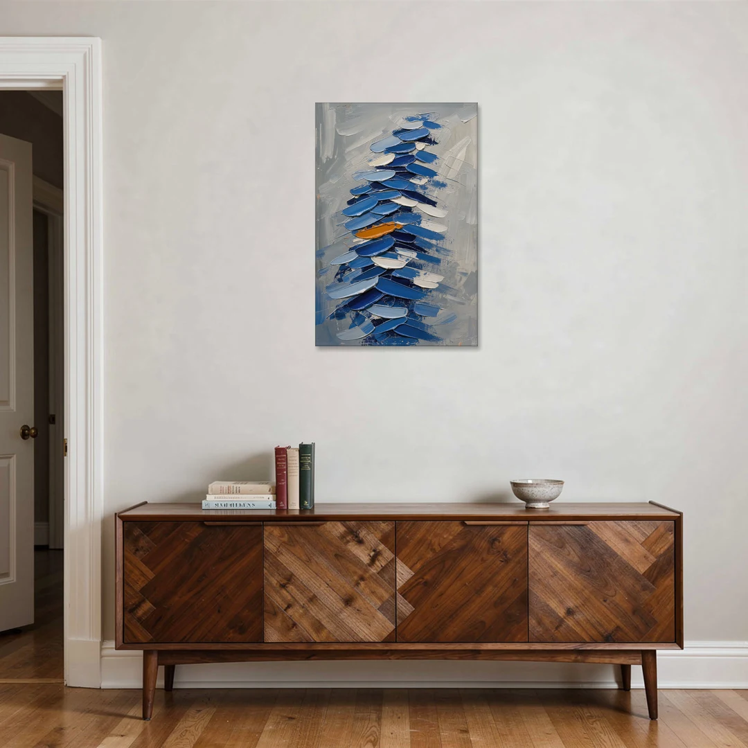 Royal Blue Abstract Painting of Stacked Knife Strokes - Canvas Wall Art - Coffee Table - 24x36