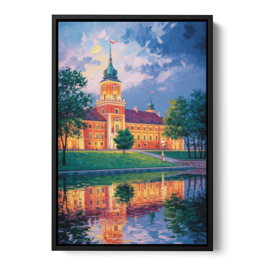 Royal Castle Glow - Black Framed Canvas Wall Art - Front