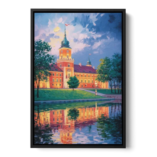 Royal Castle Glow - Black Framed Canvas Wall Art - Front