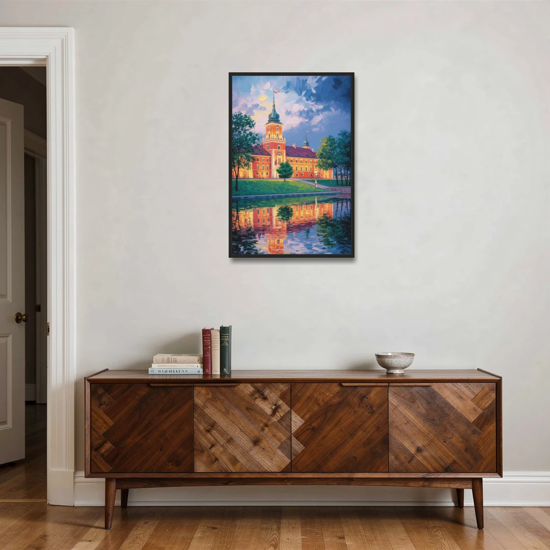 Royal Castle Glow - Black Framed Canvas Wall Art - Coffee Table - 24x36