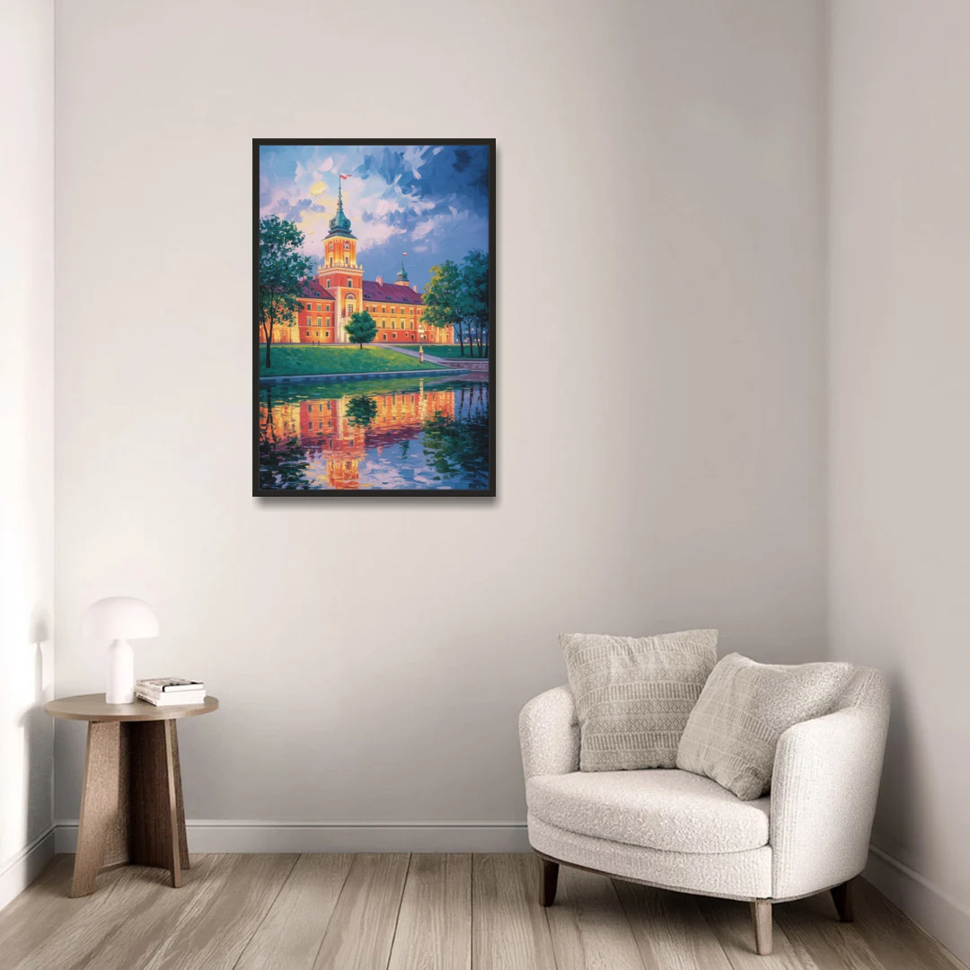 Royal Castle Glow - Black Framed Canvas Wall Art - Sofa - 24x36