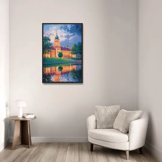 Royal Castle Glow - Black Framed Canvas Wall Art - Sofa - 24x36
