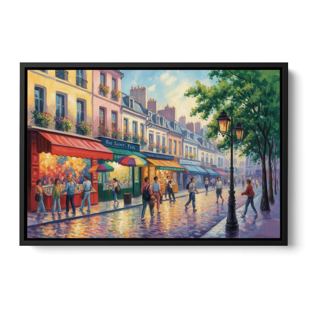 Rue Saint Paul Vibes - Black Framed Canvas Wall Art - Front