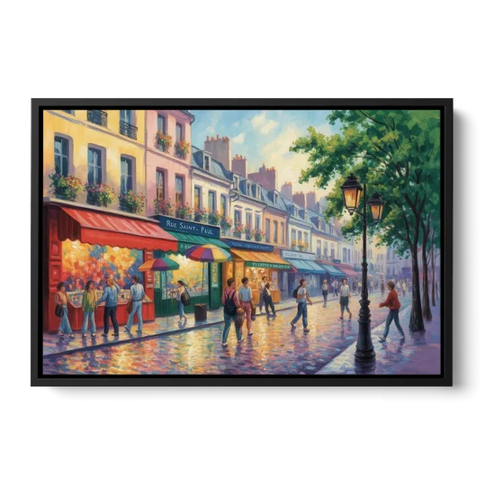 Rue Saint Paul Vibes - Black Framed Canvas Wall Art - Front