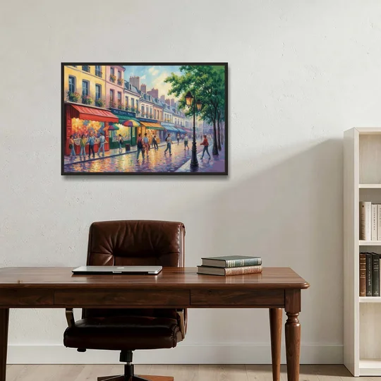 Rue Saint Paul Vibes - Black Framed Canvas Wall Art - Office - 36x24